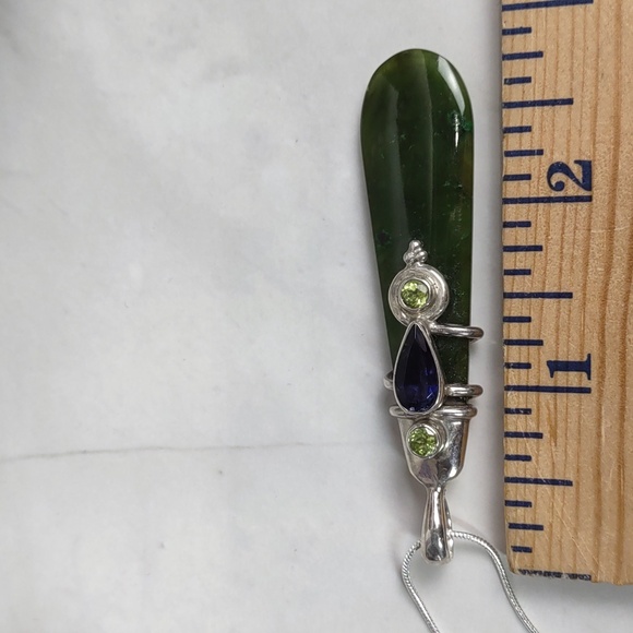 Sajen Jade/Amethyst/Peridot/Sterling Silver Pendant - Picture 4 of 7